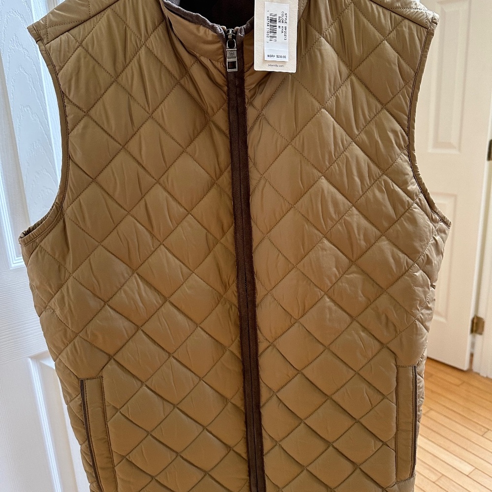 Peter Millar Essex Quilted Travel Vest Khaki Color Size Medium
